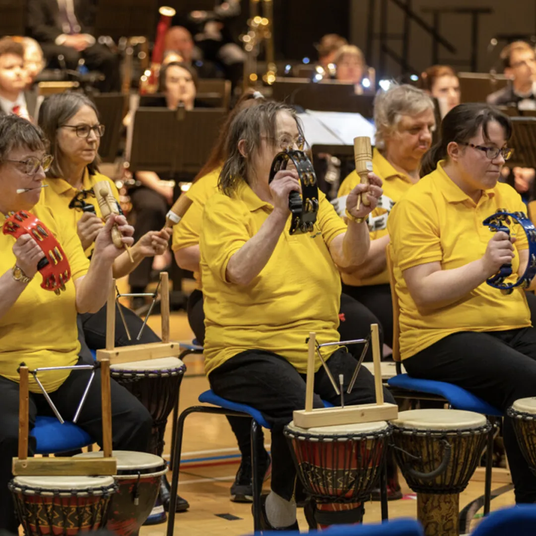 Members of the Music Man Project, of the Pride of Essex Team of Pride Award 2023, pictured here playing instruments during a musical performance.
